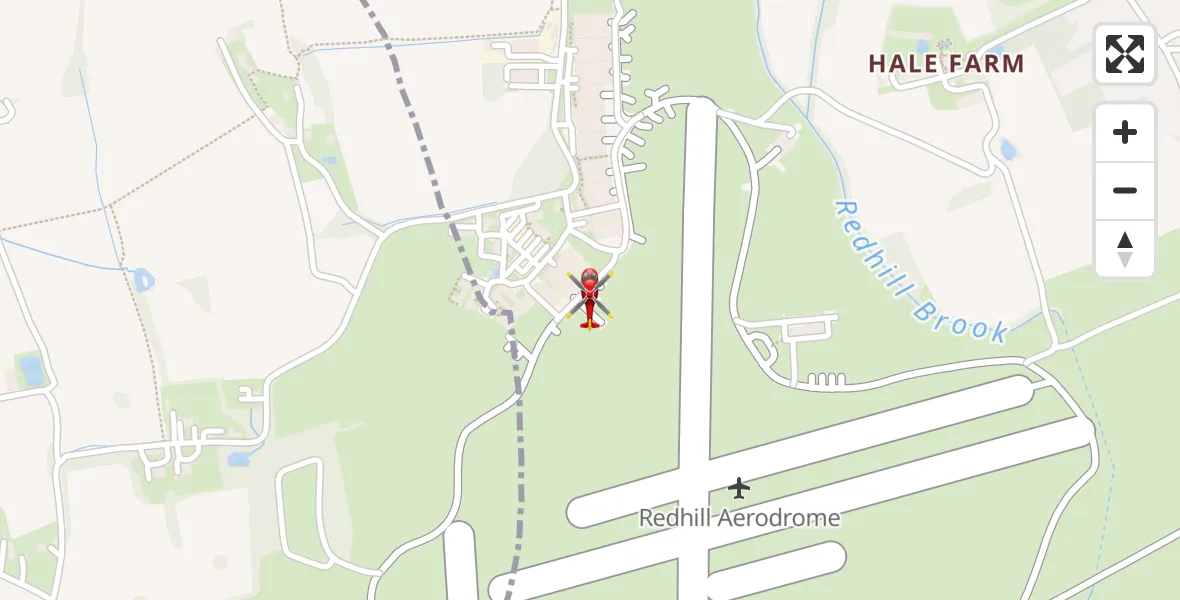 Flight route map: Air Ambulance Helicopter to Redhill Aerodrome, Redhill Aerodrome
