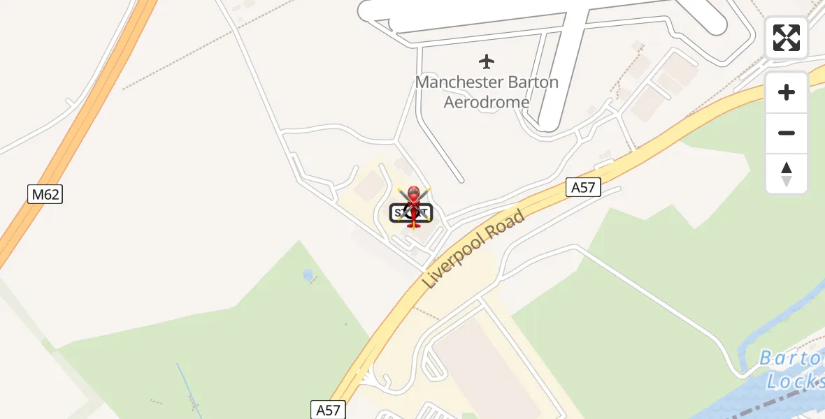 Routekaart van de vlucht: Air Ambulance Helicopter to Irlam, Trident Road