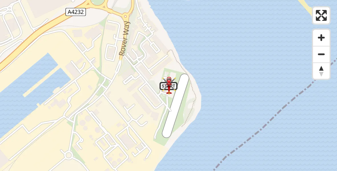 Flight route map: Air Ambulance Helicopter to Cardiff Heliport, Cardiff Heliport