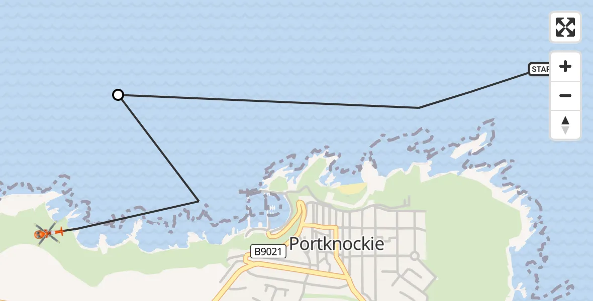Routekaart van de vlucht: Coastguard Helicopter to Findochty, Moray Coastal Cycle Route