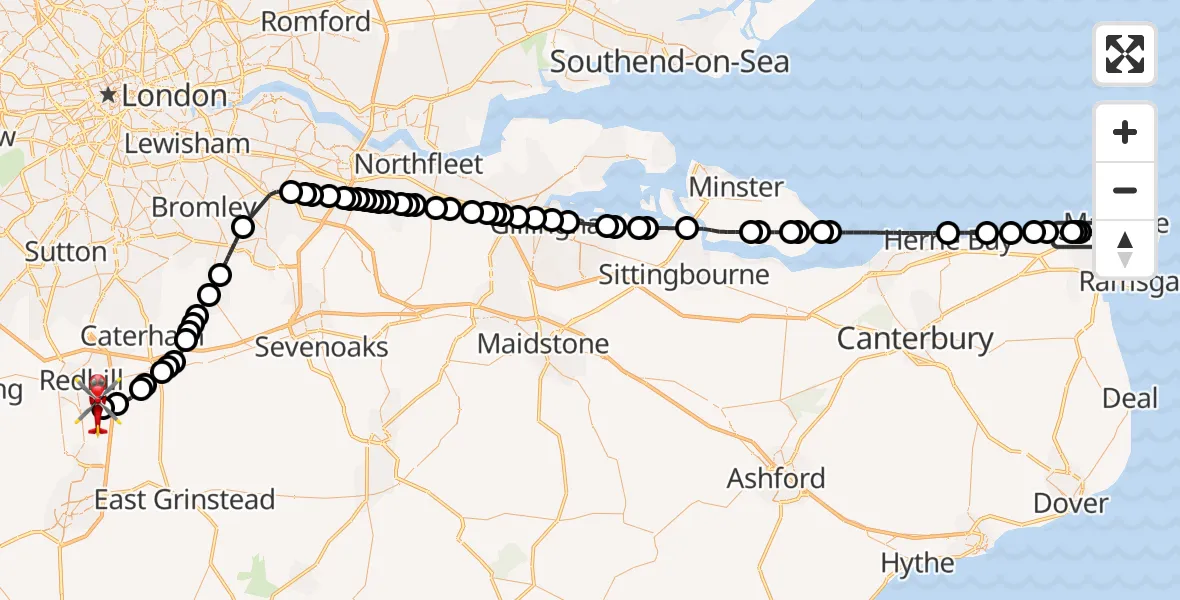 Routekaart van de vlucht: Air Ambulance Helicopter to Redhill Aerodrome, Redhill Aerodrome