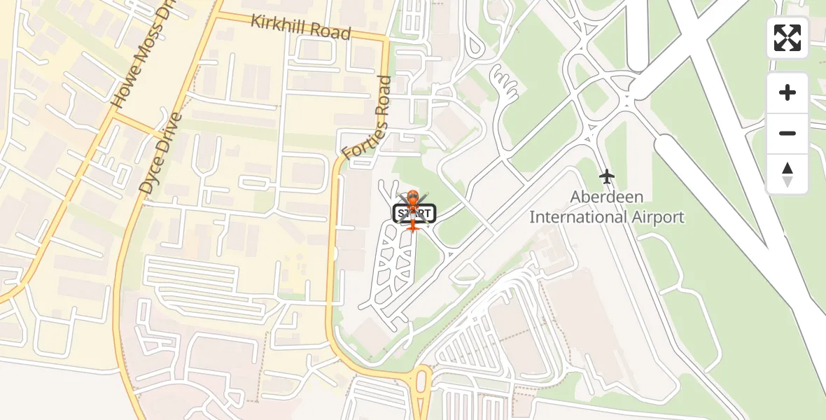 Flight route map: Coastguard Helicopter to Aberdeen International Airport, Aberdeen International Airport