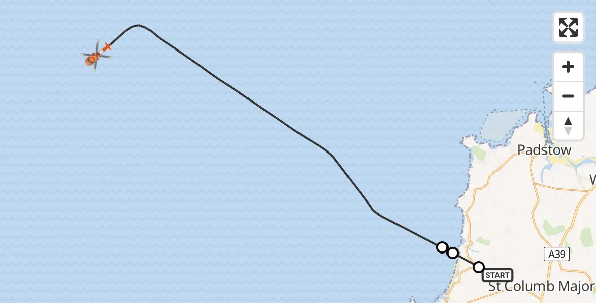 Flight route map: Coastguard Helicopter to Bristol Channel, Bristol Channel