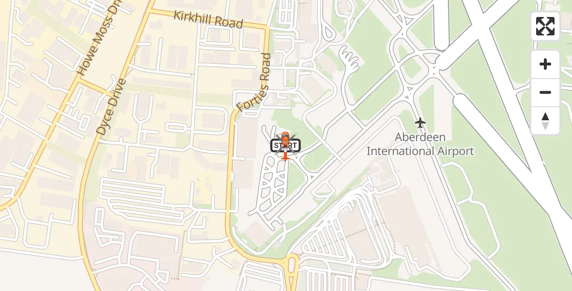 Flight route map: Coastguard Helicopter to Aberdeen International Airport, Aberdeen International Airport