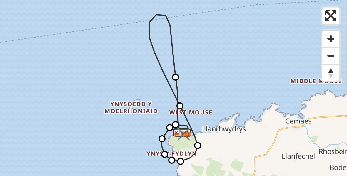 Flight route map: Coastguard Helicopter to Cylch-y-Garn, Cylch-y-Garn