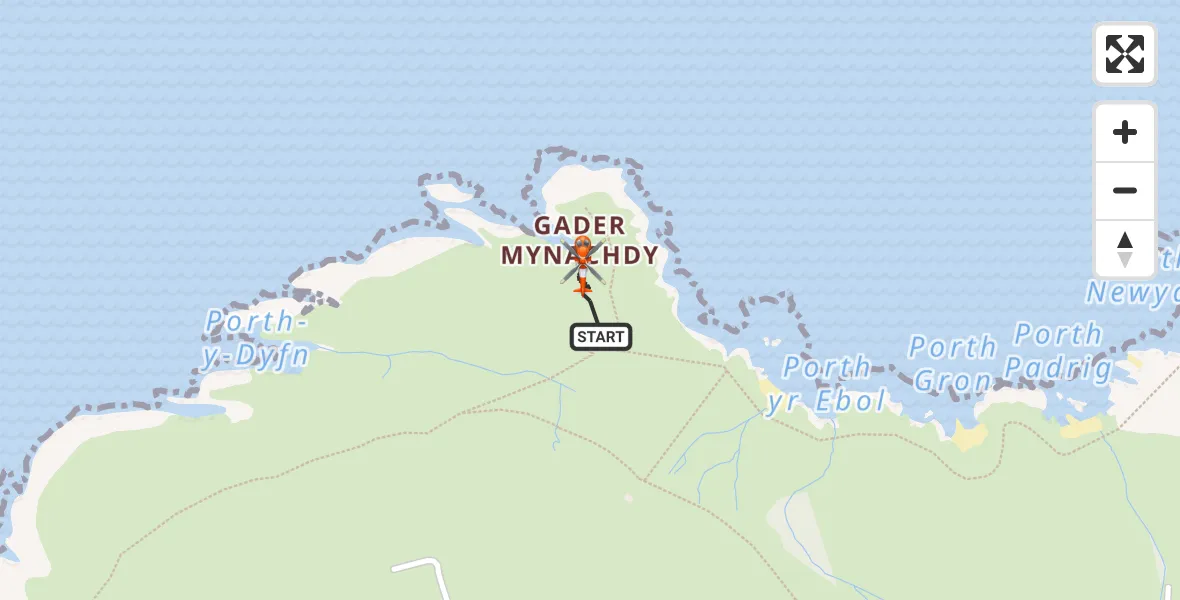 Flight route map: Coastguard Helicopter to Cylch-y-Garn, Cylch-y-Garn