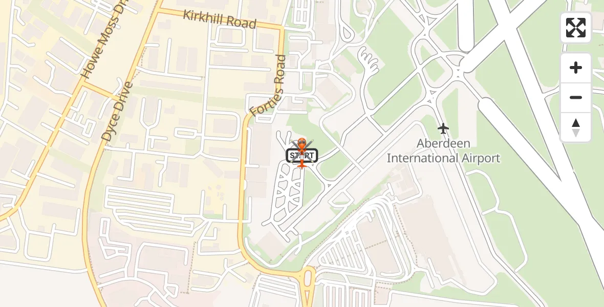 Flight route map: Coastguard Helicopter to Aberdeen International Airport, Aberdeen International Airport