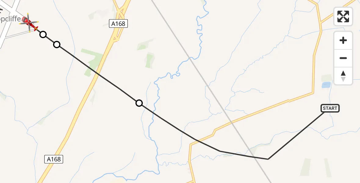 Routekaart van de vlucht: Air Ambulance Helicopter to RAF Topcliffe, RAF Topcliffe