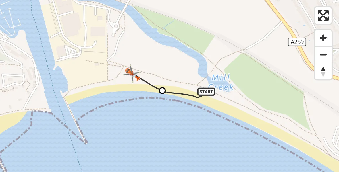 Routekaart van de vlucht: Coastguard Helicopter to Newhaven, Mckinlay Way