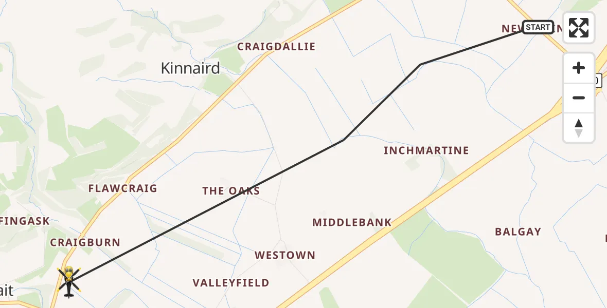 Routekaart van de vlucht: Police Helicopter to Kilspindie, Kilspindie