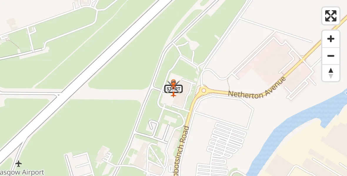Flight route map: Coastguard Helicopter to Glasgow Airport, Glasgow Airport