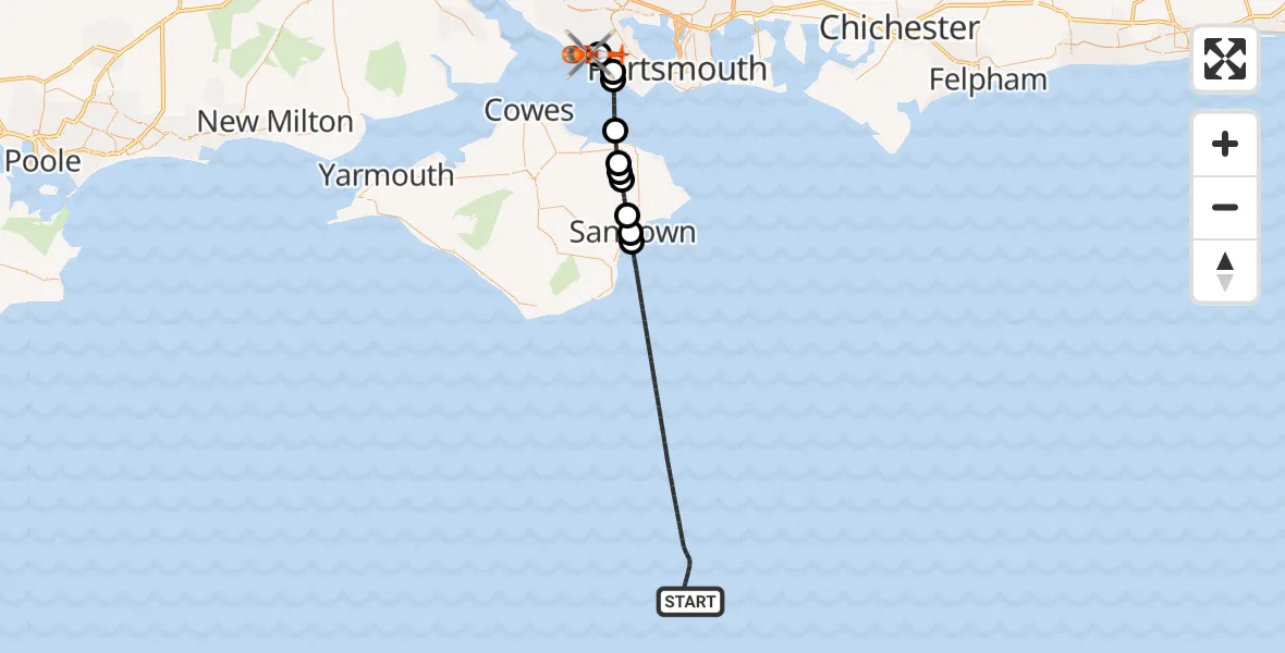 Routekaart van de vlucht: Coastguard Helicopter to Solent Airport, Solent Airport