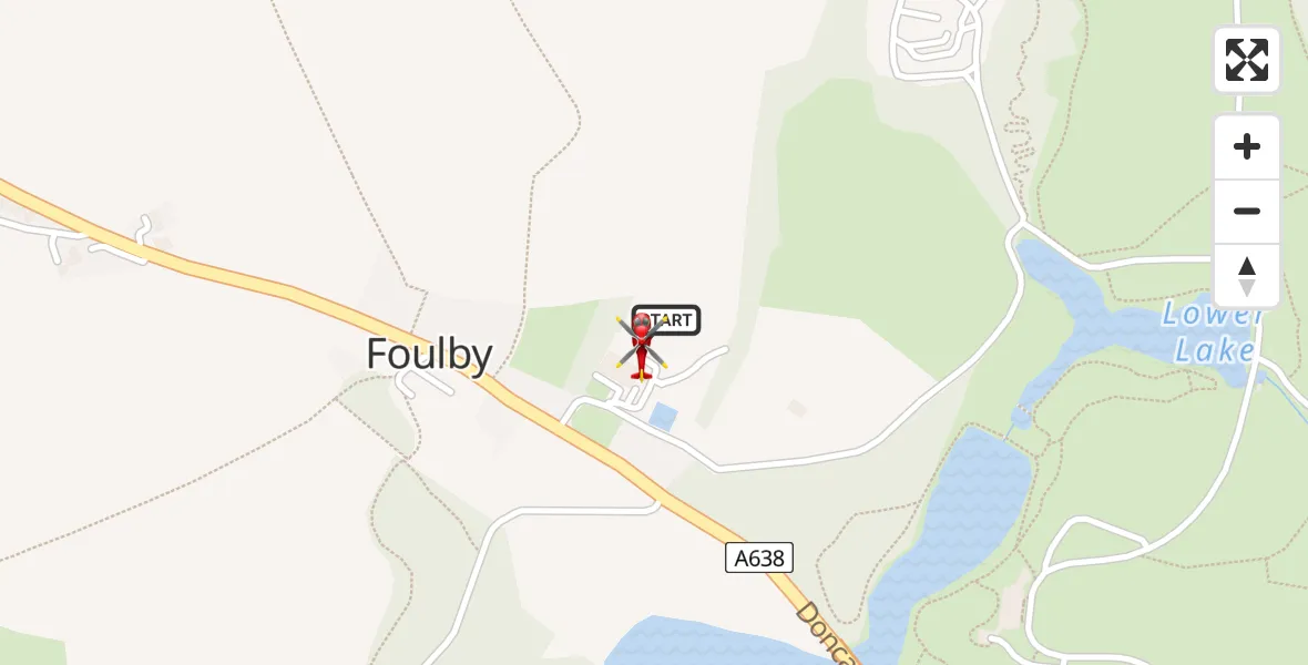Flight route map: Air Ambulance Helicopter to YAA Nostell Helicopter Port, YAA Nostell Helicopter Port