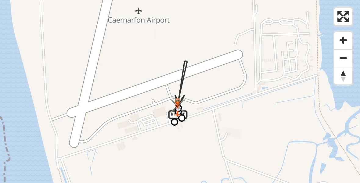 Flight route map: Coastguard Helicopter to Caernarfon Airport, Caernarfon Airport