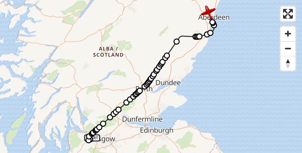 Routekaart van de vlucht: Air Ambulance Aircraft to Aberdeen International Airport, Aberdeen International Airport