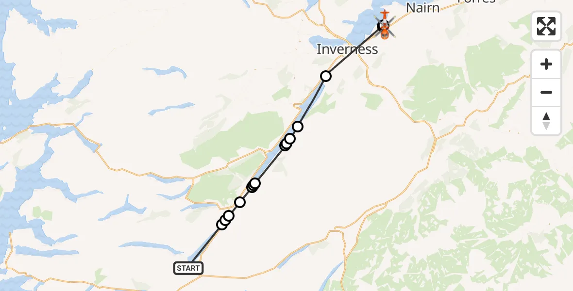 Routekaart van de vlucht: Coastguard Helicopter to Inverness Airport, Inverness Airport