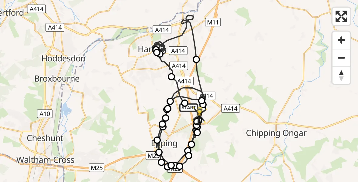 Routekaart van de vlucht: Police Helicopter to North Weald Airfield, North Weald Airfield