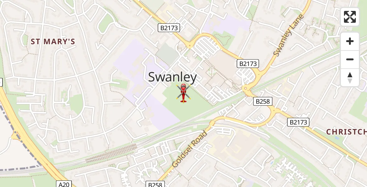Routekaart van de vlucht: Air Ambulance Helicopter to Swanley