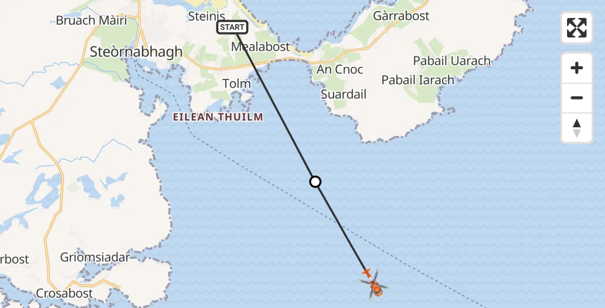 Flight route map: Coastguard Helicopter to Inner Seas, Inner Seas