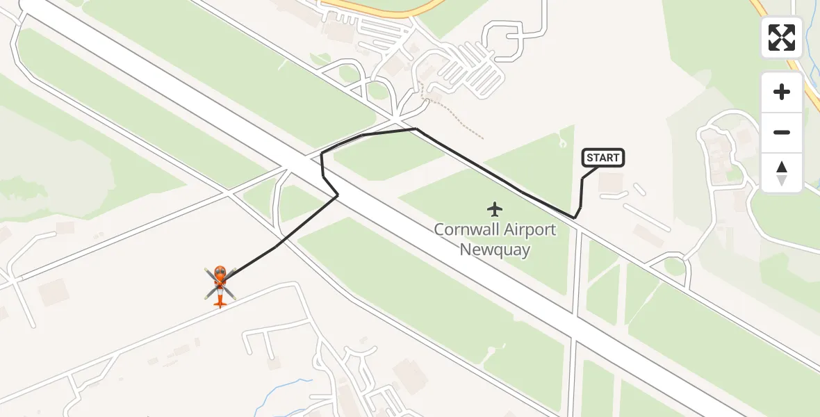 Flight route map: Coastguard Helicopter to Cornwall Airport Newquay, Cornwall Airport Newquay
