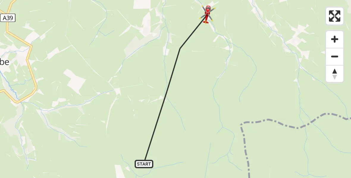 Flight route map: Air Ambulance Helicopter to North Devon, North Devon
