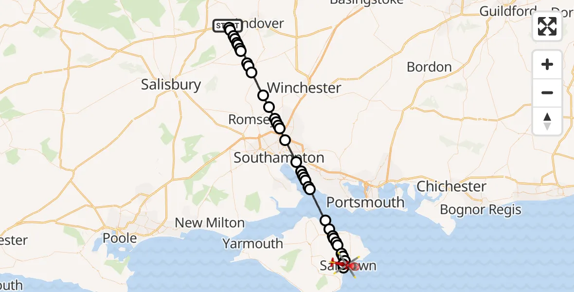 Routekaart van de vlucht: Air Ambulance Helicopter to Sandown, The Fairway