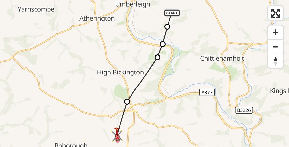 Routekaart van de vlucht:  to Roborough, Roborough