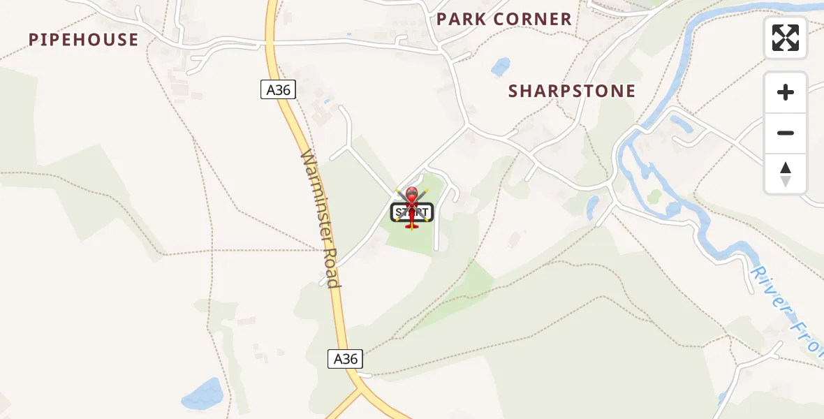 Flight route map: Air Ambulance Helicopter to Hinton Charterhouse, Abbey Lane