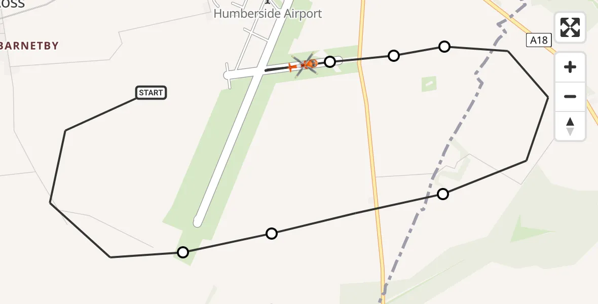 Routekaart van de vlucht: Coastguard Helicopter to Humberside Airport, Humberside Airport