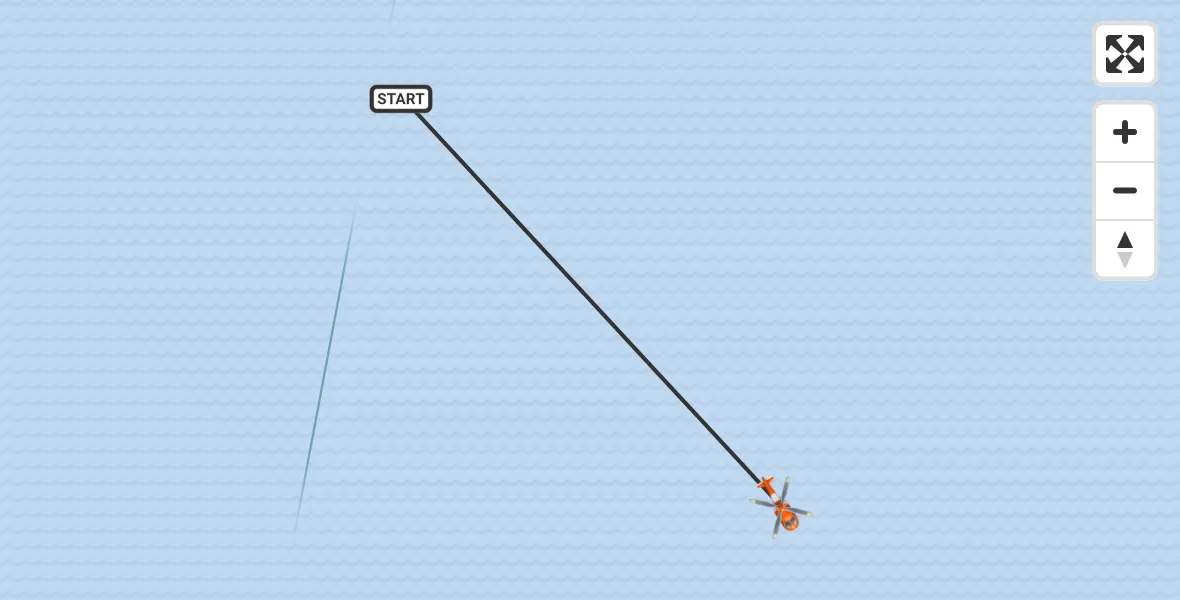 Flight route map: Coastguard Helicopter to English Channel, English Channel