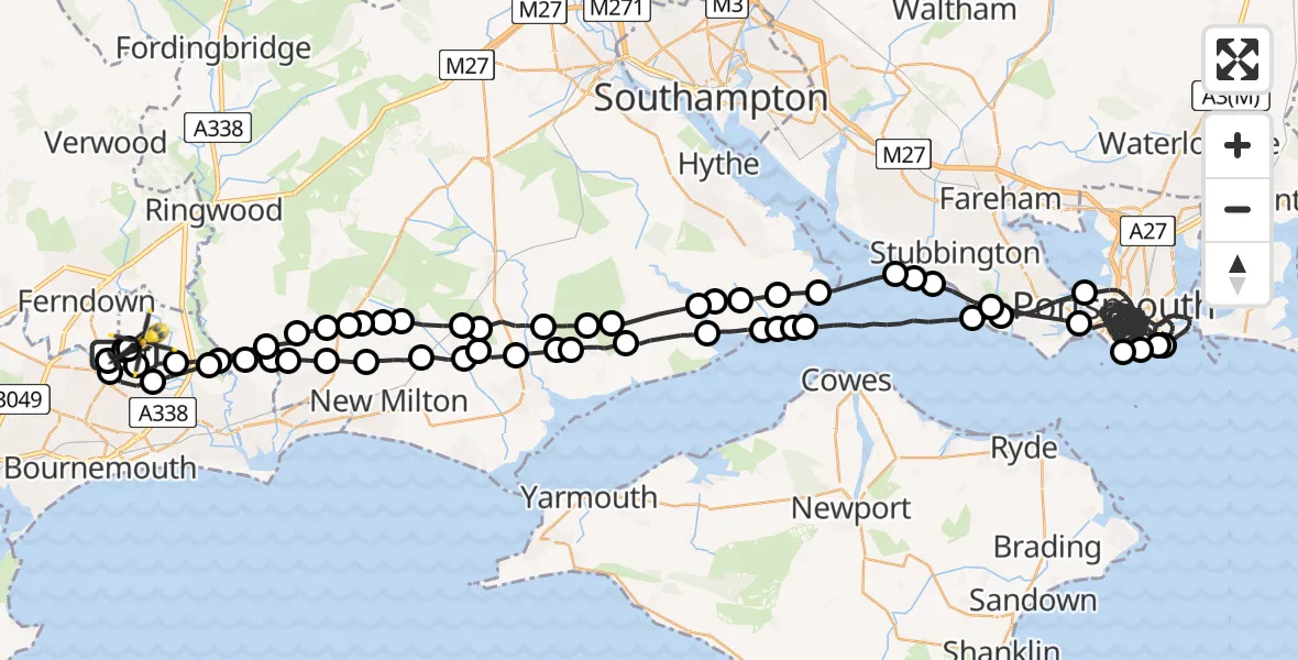 Routekaart van de vlucht: Police Helicopter to Bournemouth Airport, Bournemouth Airport