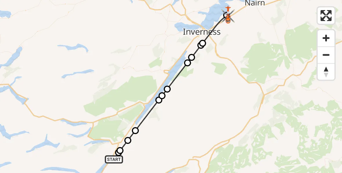 Routekaart van de vlucht: Coastguard Helicopter to Inverness Airport, Inverness Airport