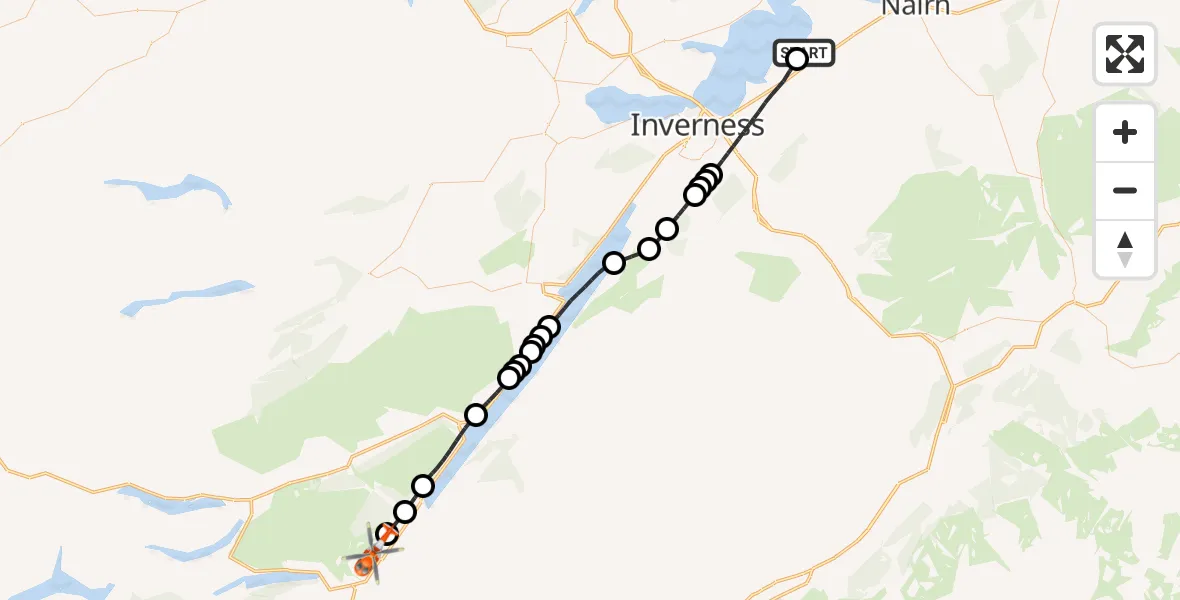 Routekaart van de vlucht: Coastguard Helicopter to Cullochy Lock, Cullochy Lock