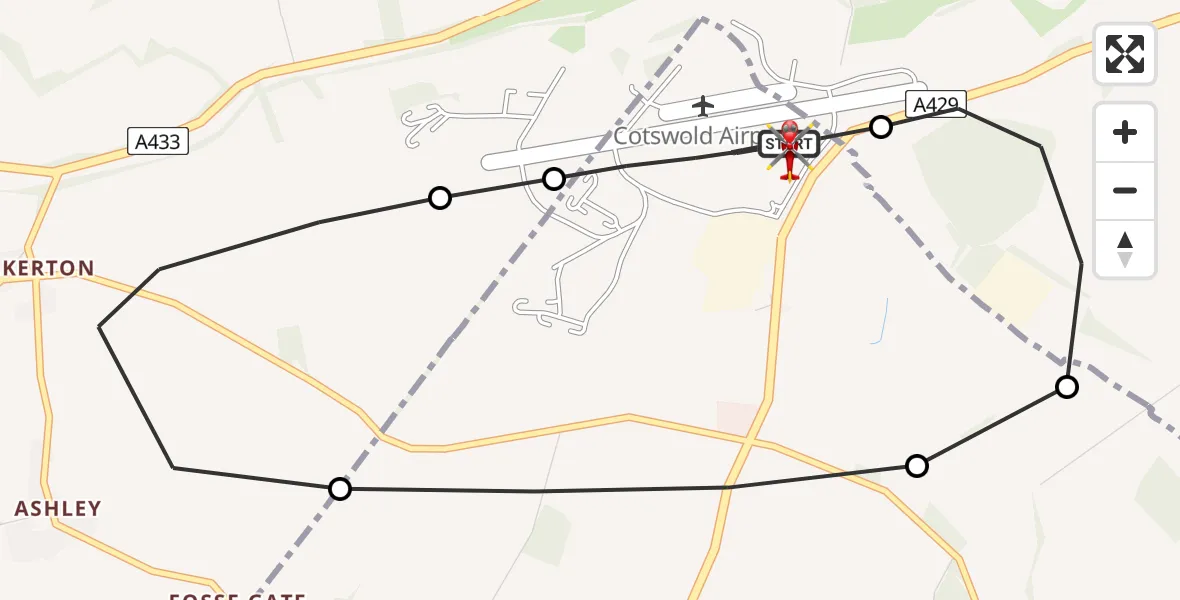 Routekaart van de vlucht: Air Ambulance Helicopter to Cotswold Airport, Cotswold Airport