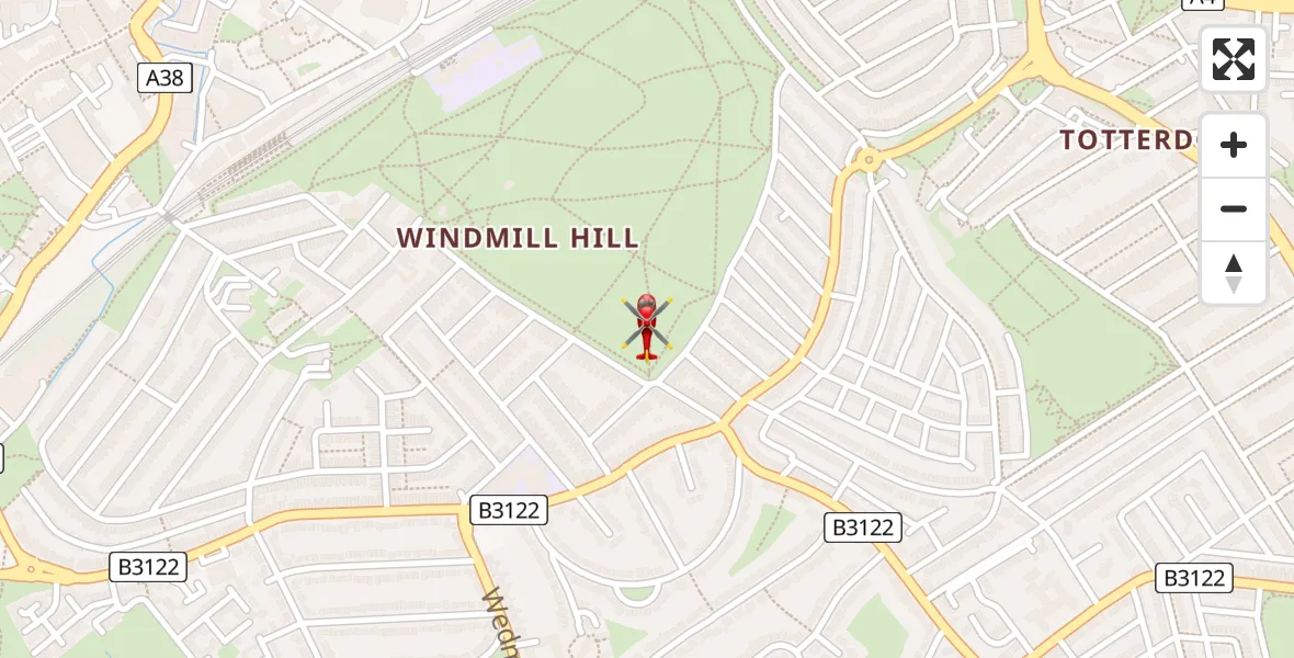 Flight path map showing Air Ambulance Helicopter route from Bristol to Bristol
