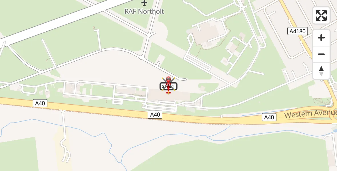 Flight route map: Air Ambulance Helicopter to RAF Northolt, RAF Northolt