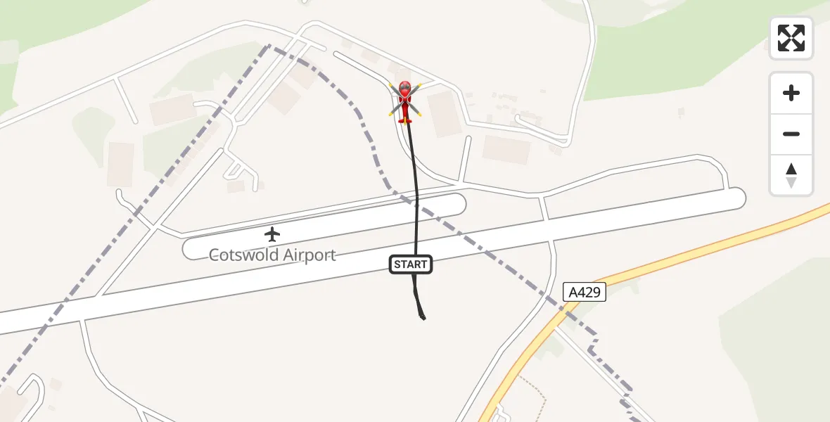 Flight route map: Air Ambulance Helicopter to Cotswold Airport, Cotswold Airport