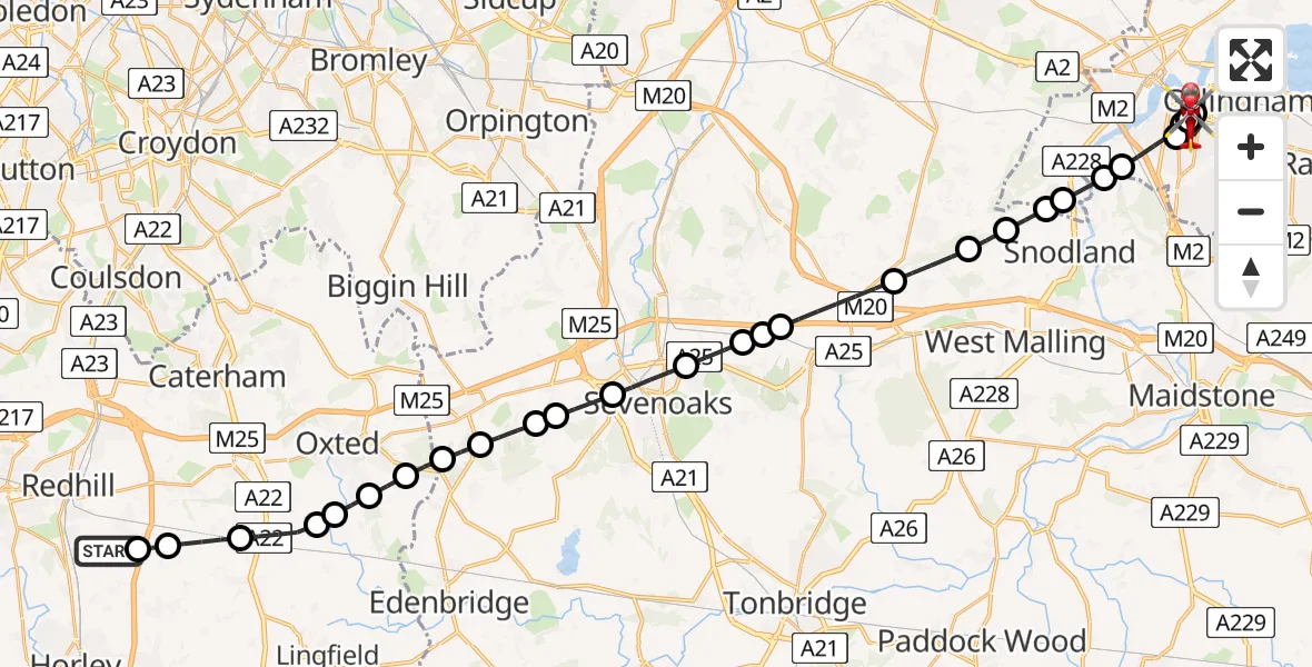 Flight route map: Air Ambulance Helicopter to Chatham, Fort Pitt Hill