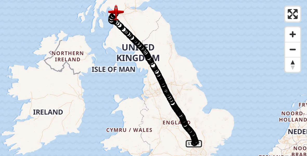 Flight route map: Air Ambulance Aircraft to Glasgow Airport, Glasgow Airport