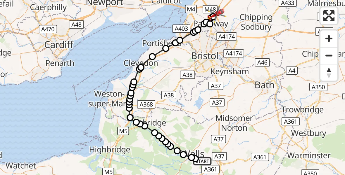 Routekaart van de vlucht: Air Ambulance Helicopter to Hortham, Hickory Lane
