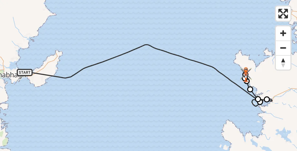 Flight route map: Coastguard Helicopter to Balchladich, Balchladich