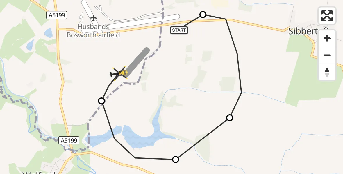 Routekaart van de vlucht: Police Helicopter to Harborough, Sulby Road