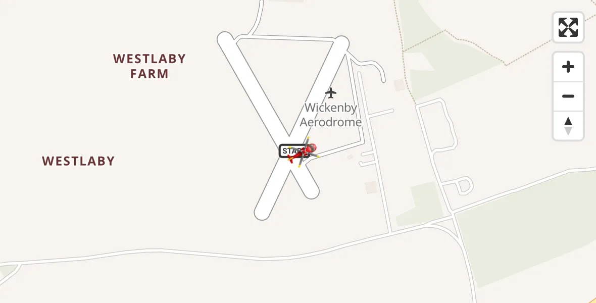 Flight route map: Air Ambulance Helicopter to Wickenby Aerodrome, Wickenby Aerodrome
