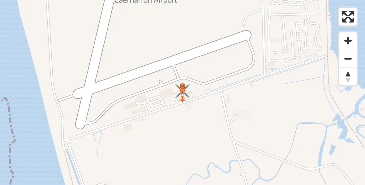 Flight route map: Coastguard Helicopter to Caernarfon Airport