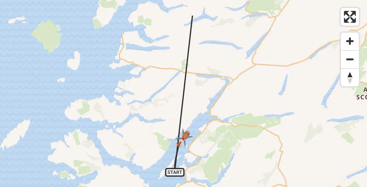 Flight route map: Coastguard Helicopter to Inner Seas, Inner Seas