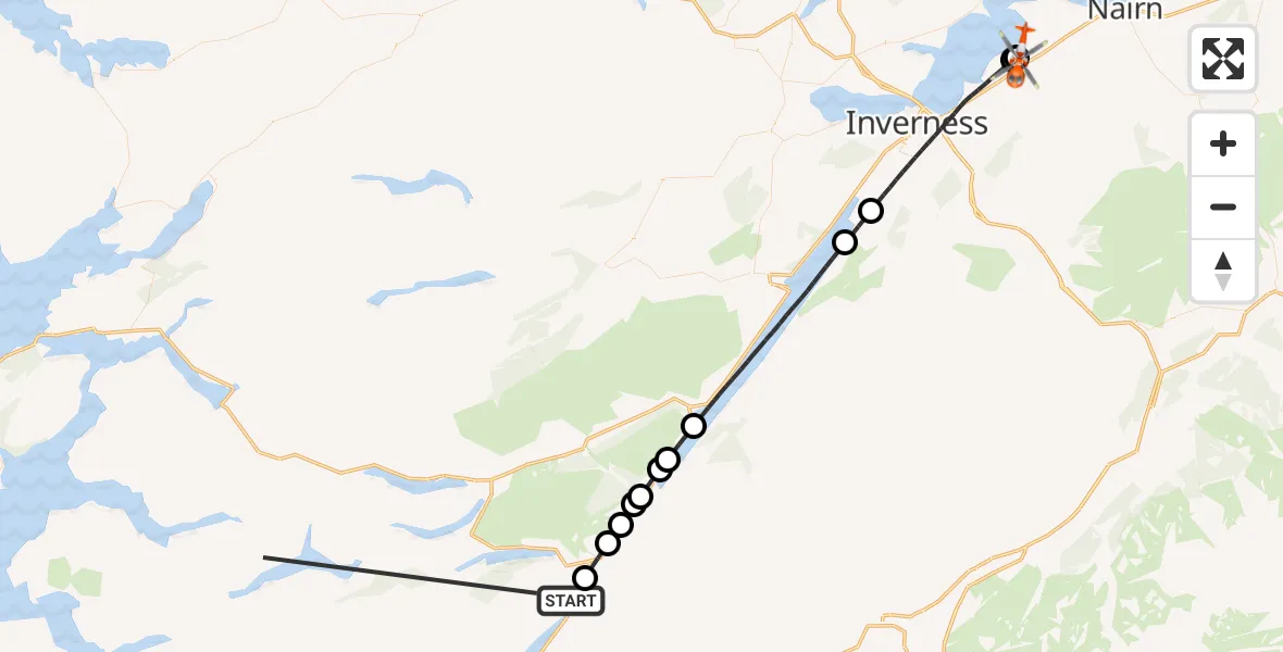 Routekaart van de vlucht: Coastguard Helicopter to Inverness Airport, Inverness Airport