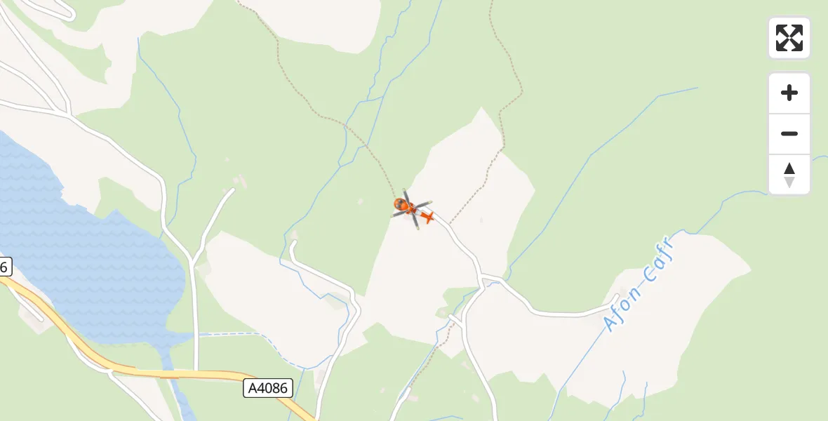 Flight route map: Coastguard Helicopter to Nant Peris, Nant Peris