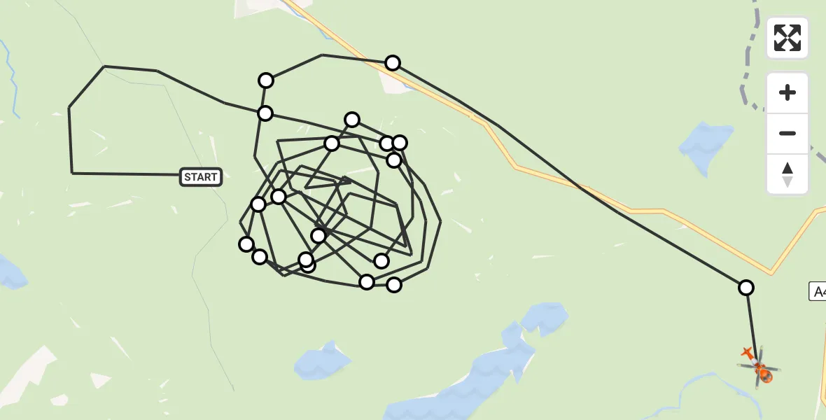 Flight route map: Coastguard Helicopter to Beddgelert, Roman Road