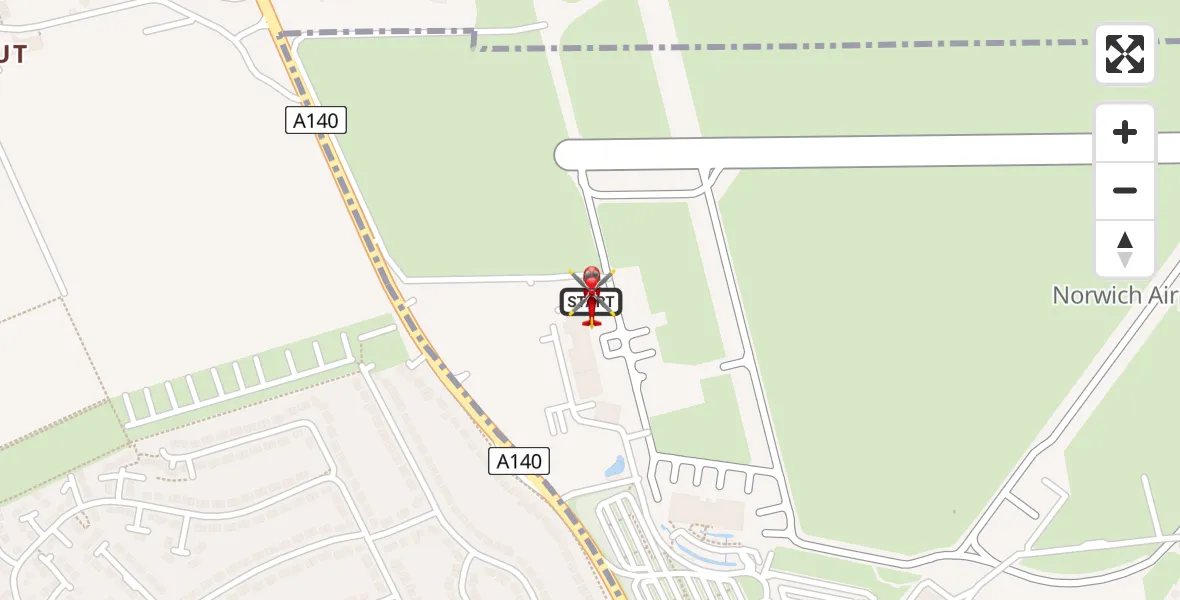 Routekaart van de vlucht: Air Ambulance Helicopter to Norwich Airport, Norwich Airport