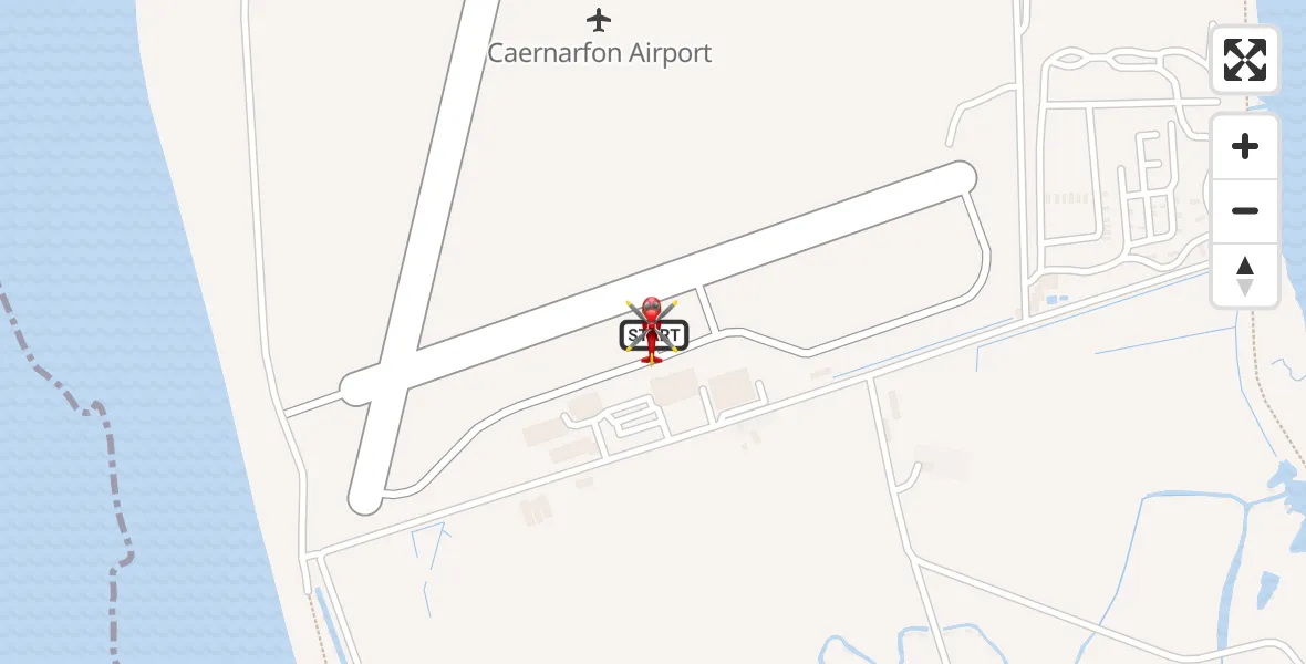 Flight route map: Air Ambulance Helicopter to Caernarfon Airport, Caernarfon Airport